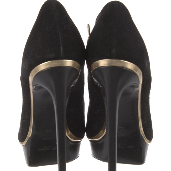 NWT SAINT LAURENT BLACK AND GOLD HEELED ZIPPER BOOTS - Picture 3 of 4